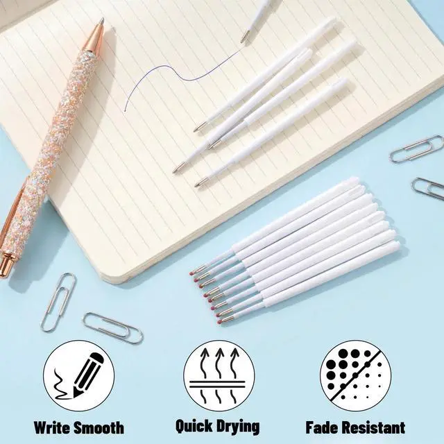 Alt view image 4 of 6 - 50 PCS Ballpoint Pen Ink Refills for Click Retractable Pens 3.86 Inch Blue