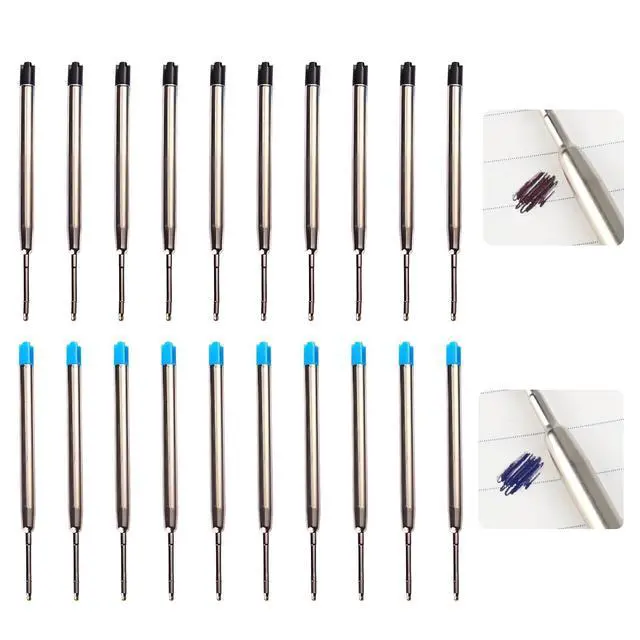 Alt view image 7 of 7 - 20 Pack Ink Pen Refills for Parker, Ballpoint Pen Refills, 3.9" Medium 1.0 mm Tip, Smooth Quick-Drying Ink for Click Pens,10 Black + 10 Blue Replacement Refills for Long-Lasting Writing