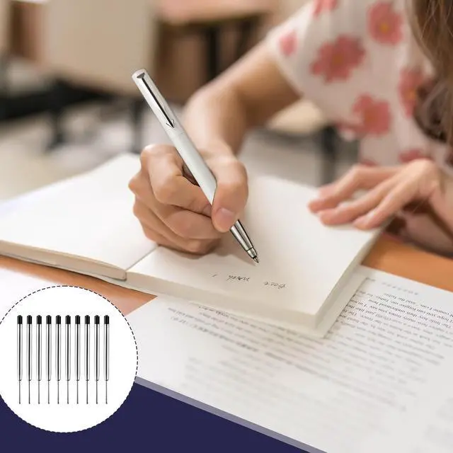 Alt view image 6 of 6 - 20 Pack Ballpoint Pen Refills Compatible with Parker Style Pens, 3.9 Inch Black Ink Refills Medium Point 1.0mm Tip, Smooth Quick Dry Writing Replacement Refills for Click Pens Office School Supplies