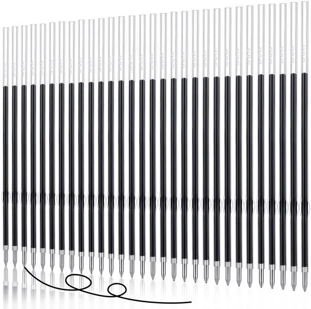 Main image of 30 Piece Black Ink Pen Refills, 1 mm Ballpoint Refills Replacement Ballpoint for Click Retractable Pens Office College Supplies