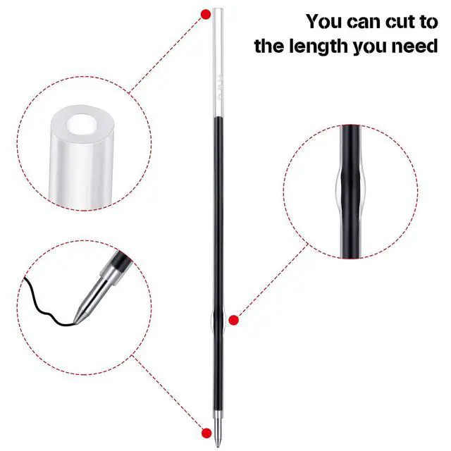Alt view image 2 of 7 - 30 Piece Black Ink Pen Refills, 1 mm Ballpoint Refills Replacement Ballpoint for Click Retractable Pens Office College Supplies