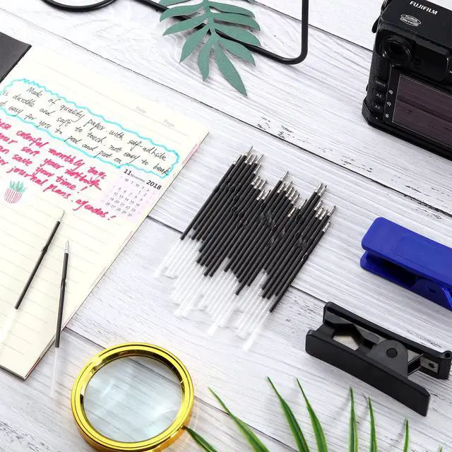 Alt view image 4 of 7 - 30 Piece Black Ink Pen Refills, 1 mm Ballpoint Refills Replacement Ballpoint for Click Retractable Pens Office College Supplies