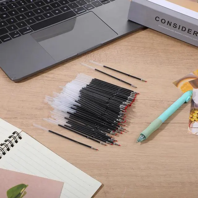 Alt view image 6 of 7 - 100 Pcs Ballpoint Ink Pen Refills Retractable Ballpoint Pen Refills 4.2 Inch Black Ink Refill Soft Click Pens Smooth Writing Medium Point for Journal Office School Supplies