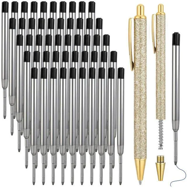 Main image of 50 Pack 3.9'' Replaceable Ballpoint Pen Refills for Metal Glitter Click Pens 1mm Medium Point Ballpoint Ink Refills Bulk Smooth Writing for Office Supplies(Black Ink)