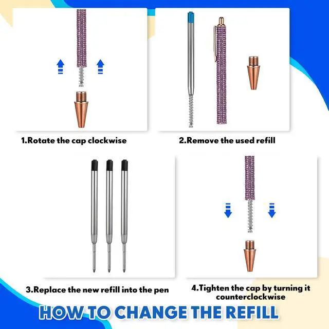 Alt view image 4 of 7 - 50 Pack 3.9'' Replaceable Ballpoint Pen Refills for Metal Glitter Click Pens 1mm Medium Point Ballpoint Ink Refills Bulk Smooth Writing for Office Supplies(Black Ink)