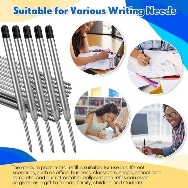 Alt view image 7 of 7 - 50 Pack 3.9'' Replaceable Ballpoint Pen Refills for Metal Glitter Click Pens 1mm Medium Point Ballpoint Ink Refills Bulk Smooth Writing for Office Supplies(Black Ink)