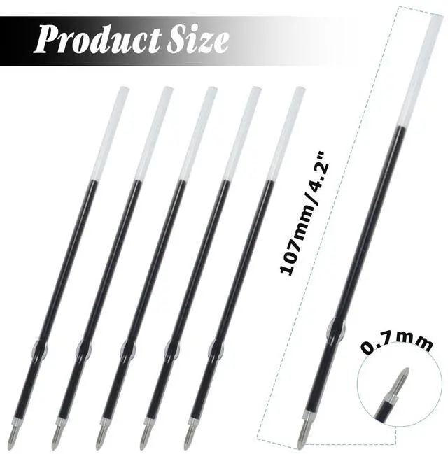 Alt view image 2 of 7 - Ballpoint Ink Refills, Black, 20 Pcs, 0.7mm Medium Tip