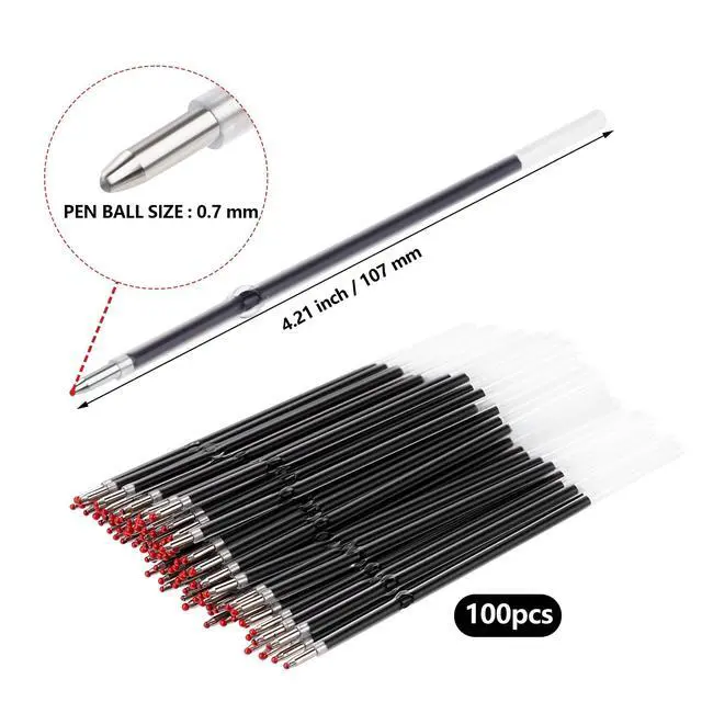 Alt view image 3 of 4 - 100Pcs Black Ballpoint Pen Ink Refills for Click Pens 4.21inch 0.7mm