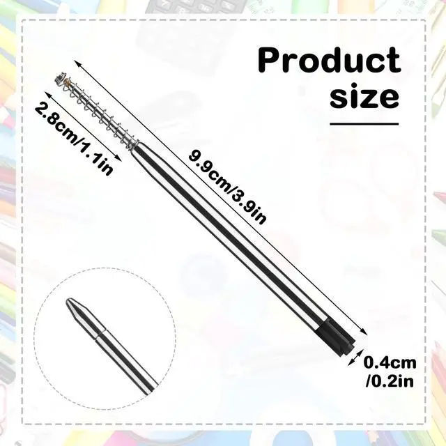 Alt view image 2 of 7 - 5pcs Replaceable Ballpoint Pen Refills with Spring Metal Ball Point Refills Smooth Writing Pen Refills, 0.7mm Retractable Ballpoint Pen Refills for School Office Supplies (Black)