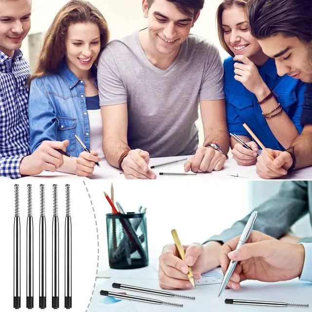 Alt view image 5 of 7 - 5pcs Replaceable Ballpoint Pen Refills with Spring Metal Ball Point Refills Smooth Writing Pen Refills, 0.7mm Retractable Ballpoint Pen Refills for School Office Supplies (Black)