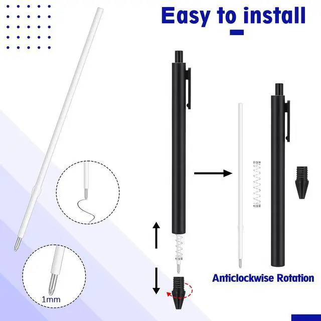 Alt view image 3 of 7 - 50 Pcs 1mm Retractable Ballpoint Pen Refills Bulk 4.92 Inch Replacement Ballpoint Ink Pen Refills Smooth Writing for Click Ball Point Pens School Office Supplies(Blue,Classic)