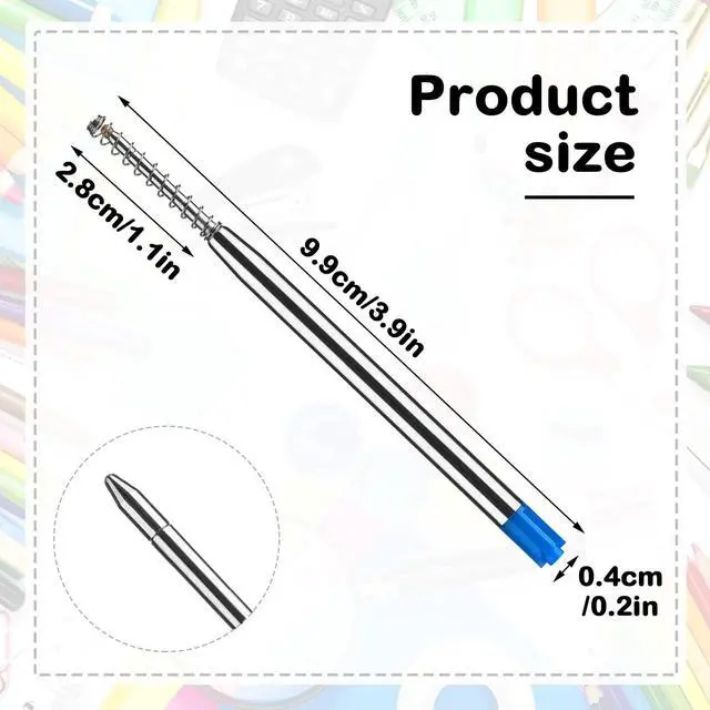 Alt view image 2 of 6 - 5pcs Replaceable Ballpoint Pen Refills with Spring Metal Ball Point Refills Smooth Writing Pen Refills, 0.7mm Retractable Ballpoint Pen Refills for School Office Supplies (Blue)