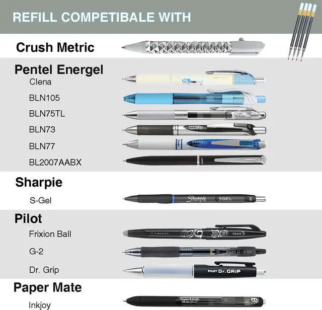 Alt view image 5 of 7 - 20 Pcs Gel Ink Refills Compatible with Pilot G2 Pens 0.7 Refills Black, Medium Point Ink Pen Refills for Click Pens