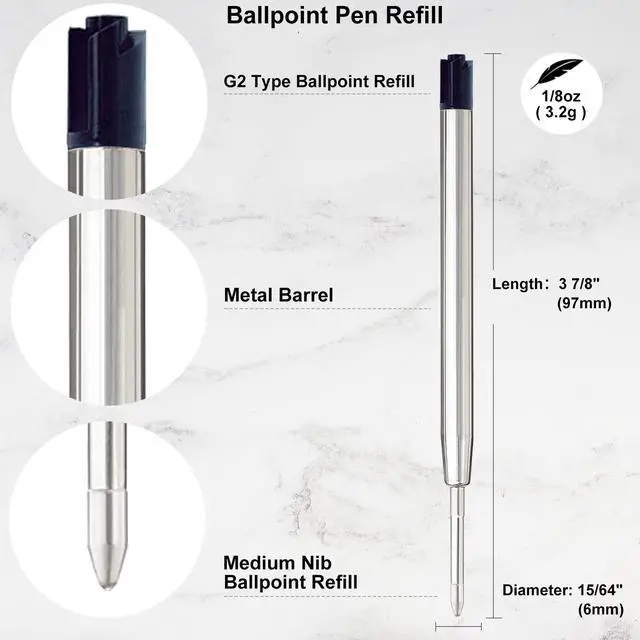 Alt view image 2 of 5 - Black Ink Pen Refills Ballpoint Black, 12 Pack Ballpoint Pen Refills Medium Point 1.0mm Tip Smooth Writing Pen Refill (12 Black)