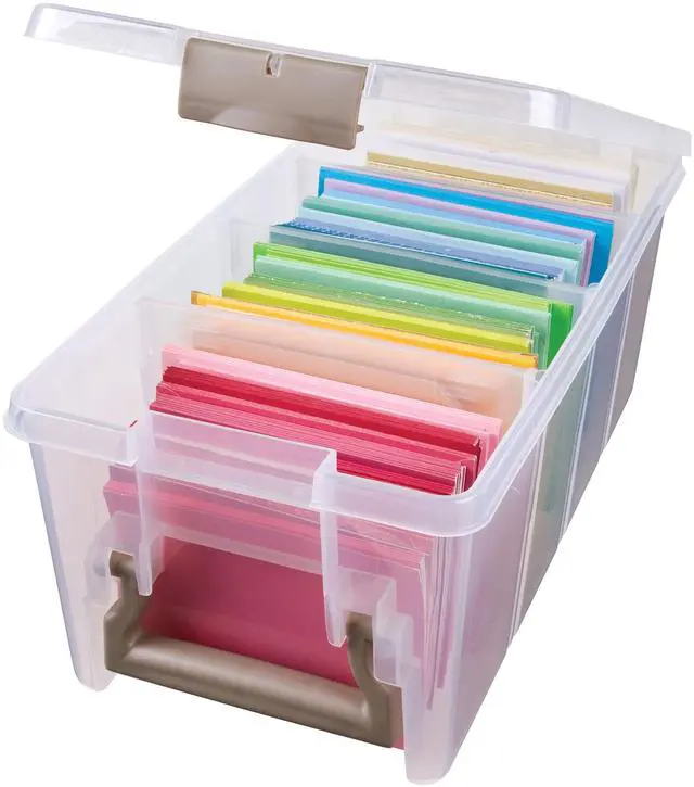 Main image of Semi Satchel Portable Craft Organizer with 3 Dividers - Clear Plastic Storage Case for Art & Craft Supplies