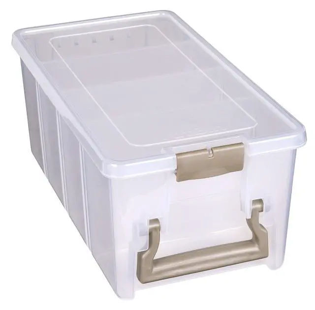 Alt view image 2 of 7 - Semi Satchel Portable Craft Organizer with 3 Dividers - Clear Plastic Storage Case for Art & Craft Supplies