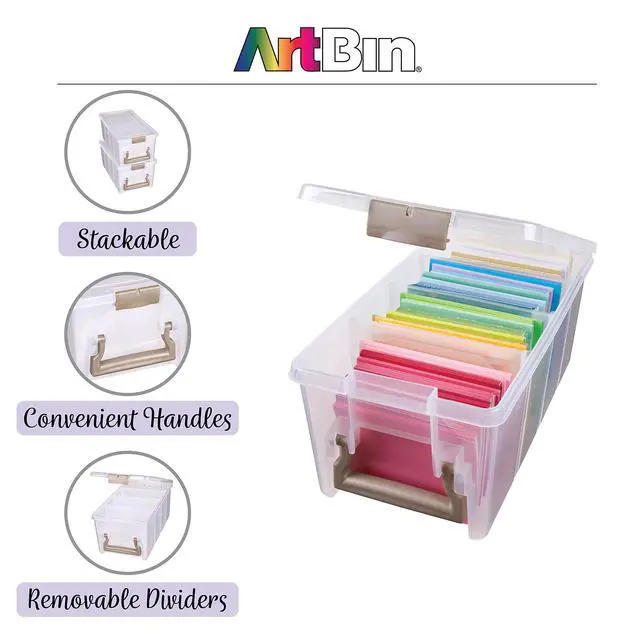 Alt view image 6 of 7 - Semi Satchel Portable Craft Organizer with 3 Dividers - Clear Plastic Storage Case for Art & Craft Supplies
