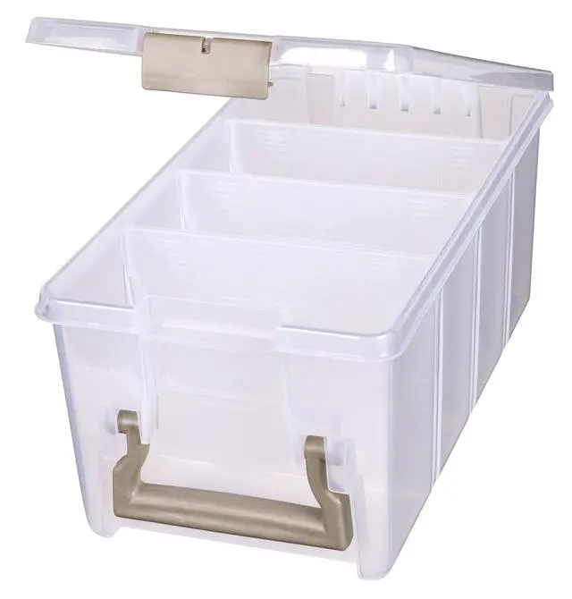 Alt view image 7 of 7 - Semi Satchel Portable Craft Organizer with 3 Dividers - Clear Plastic Storage Case for Art & Craft Supplies