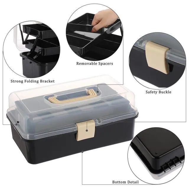 Alt view image 5 of 7 - 3-Layer Plastic Dividing Storage Box Craft Organizer and Storage