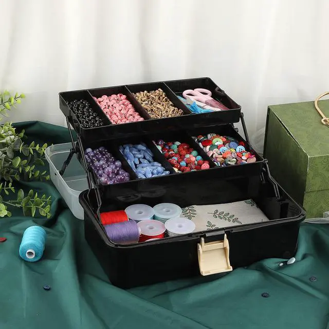 Alt view image 6 of 7 - 3-Layer Plastic Dividing Storage Box Craft Organizer and Storage