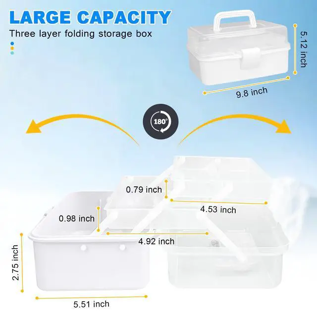 Alt view image 2 of 7 - 10Inch Tackle Box Organizer and Storage,Three-Layer Sewing Box With 2 Trays