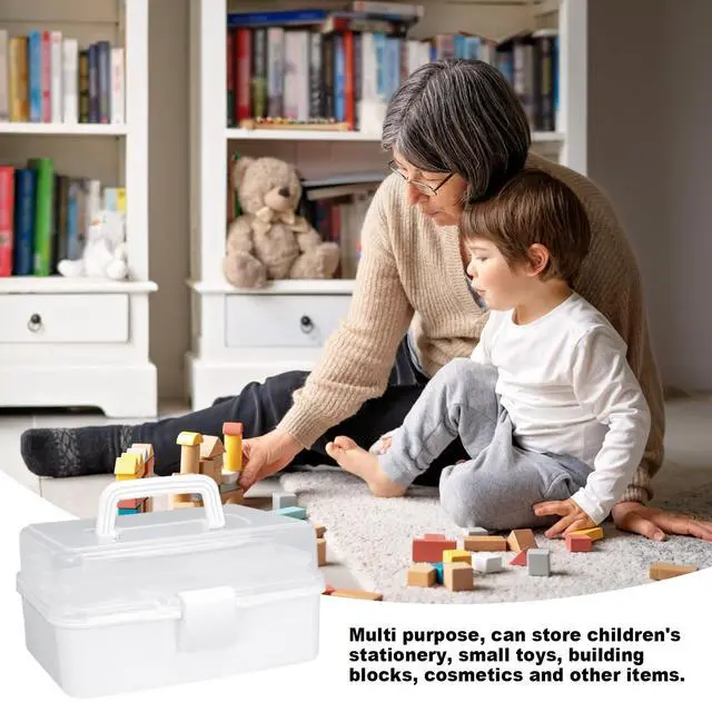 Alt view image 3 of 7 - 10Inch Tackle Box Organizer and Storage,Three-Layer Sewing Box With 2 Trays