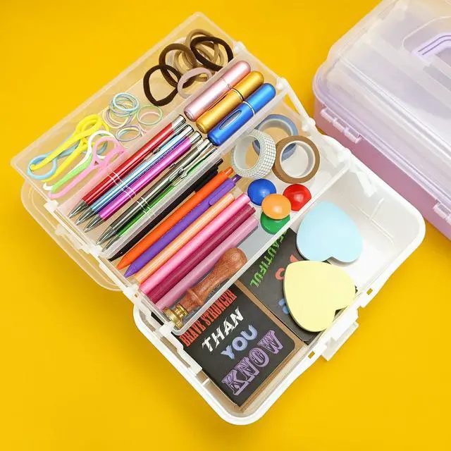 Alt view image 6 of 7 - 10Inch Tackle Box Organizer and Storage,Three-Layer Sewing Box With 2 Trays