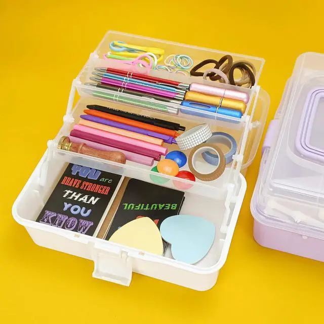 Alt view image 7 of 7 - 10Inch Tackle Box Organizer and Storage,Three-Layer Sewing Box With 2 Trays