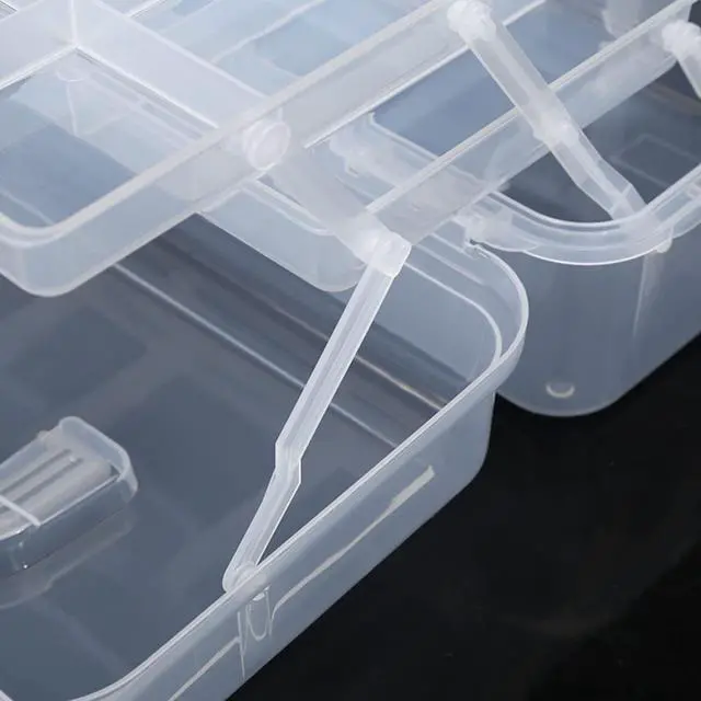 Alt view image 3 of 7 - 12-Inch 3 Layers Plastic Craft Organizer Box Storage Container First Aid Carrying Case for Sewing, Painting, Arts - Clear