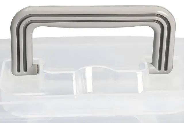 Alt view image 5 of 7 - 12-Inch 3 Layers Plastic Craft Organizer Box Storage Container First Aid Carrying Case for Sewing, Painting, Arts - Clear