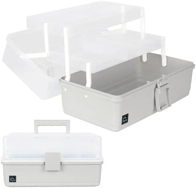 Main image of 3-Layers Plastic Portable Storage Box,Household Plastic Craft Supply Box with Handle,Multifunctional Storage Boxes for Children Student,Perfect for Home Office