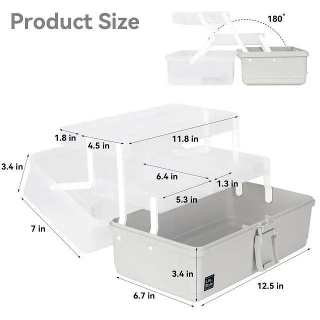 Alt view image 3 of 6 - 3-Layers Plastic Portable Storage Box,Household Plastic Craft Supply Box with Handle,Multifunctional Storage Boxes for Children Student,Perfect for Home Office