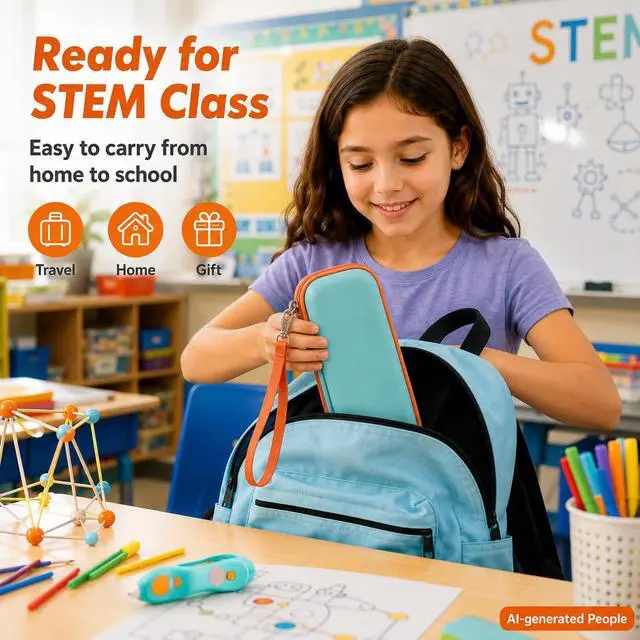 Alt view image 4 of 5 - Foam Insert Case for 3Doodler Start+ Essentials 3D Pen, Green