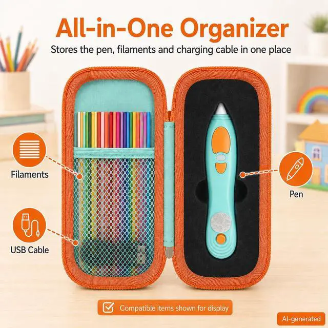Alt view image 5 of 5 - Foam Insert Case for 3Doodler Start+ Essentials 3D Pen, Green