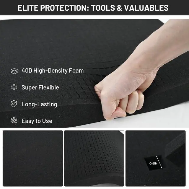 Alt view image 3 of 7 - Dual-Thickness Case Foam Insert Kit 8PCS (4PCS 16x12x2" + 4PCS 16x12x0.4") - Pick and Pluck Protective Layer for Tool Drawers, Game Cases & Collectible Organizers