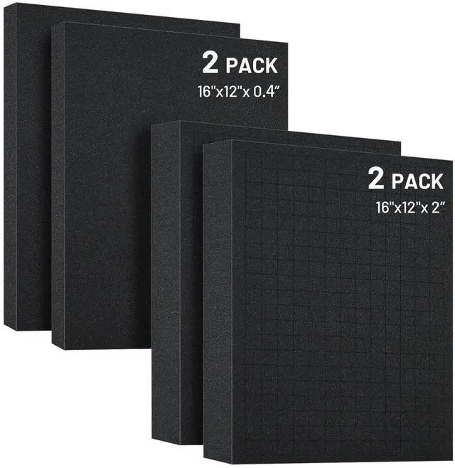 Main image of Dual-Thickness Case Foam Insert Kit 4PCS (2PCS 16x12x2" + 2PCS 16x12x0.4") - Pick and Pluck Protective Layer for Tool Drawers, Game Cases & Collectible Organizers