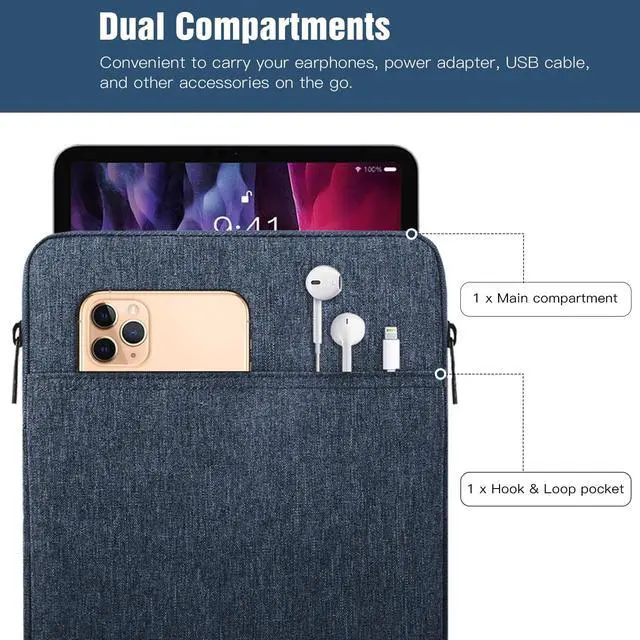 Alt view image 4 of 7 - 9-11" Tablet Sleeve Bag, Dusty Blue