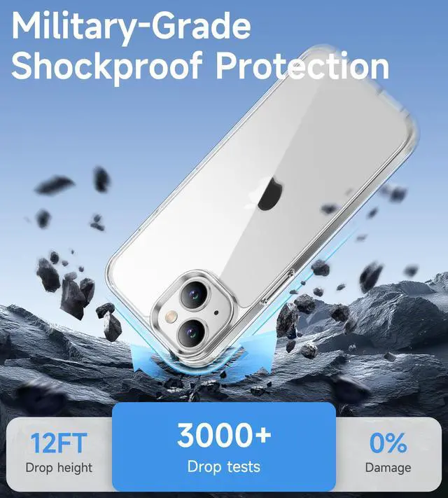 Alt view image 4 of 7 - Case for iPhone 14, Anti-Yellowing, Crystal Clear Back, Shockproof & MilitaryGrade Drop Protection - Transparent