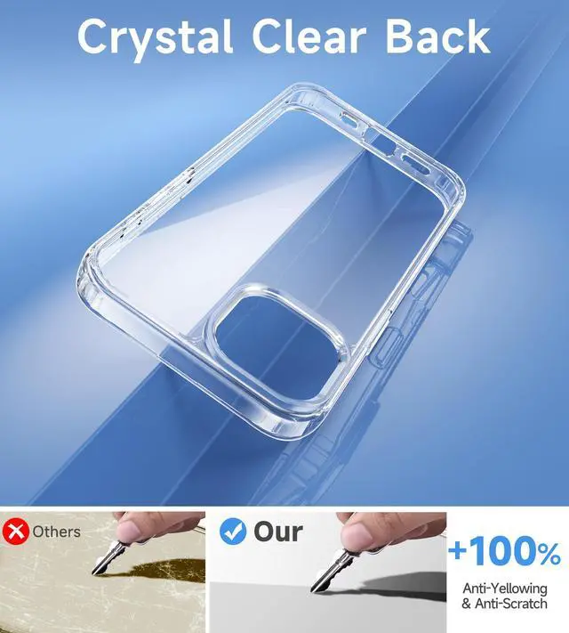 Alt view image 3 of 7 - Case for iPhone 14, Anti-Yellowing, Crystal Clear Back, Shockproof & MilitaryGrade Drop Protection - Transparent