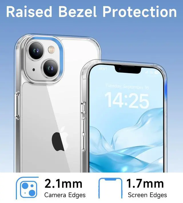 Alt view image 5 of 7 - Case for iPhone 14, Anti-Yellowing, Crystal Clear Back, Shockproof & MilitaryGrade Drop Protection - Transparent
