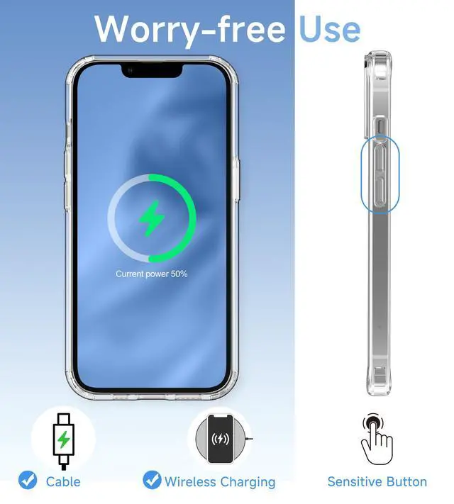 Alt view image 6 of 7 - Case for iPhone 14, Anti-Yellowing, Crystal Clear Back, Shockproof & MilitaryGrade Drop Protection - Transparent