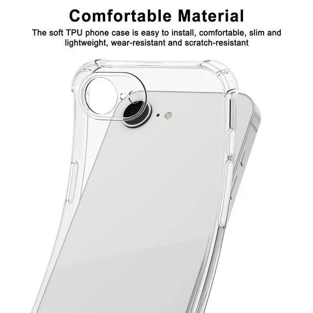 Alt view image 2 of 7 - for iPhone 16e / iPhone 17e Case, Soft Slim Clear Phone Cases Shockproof Protective Cover with Screen Protector Compatible with iPhone 16e / iPhone 17e 6.1"