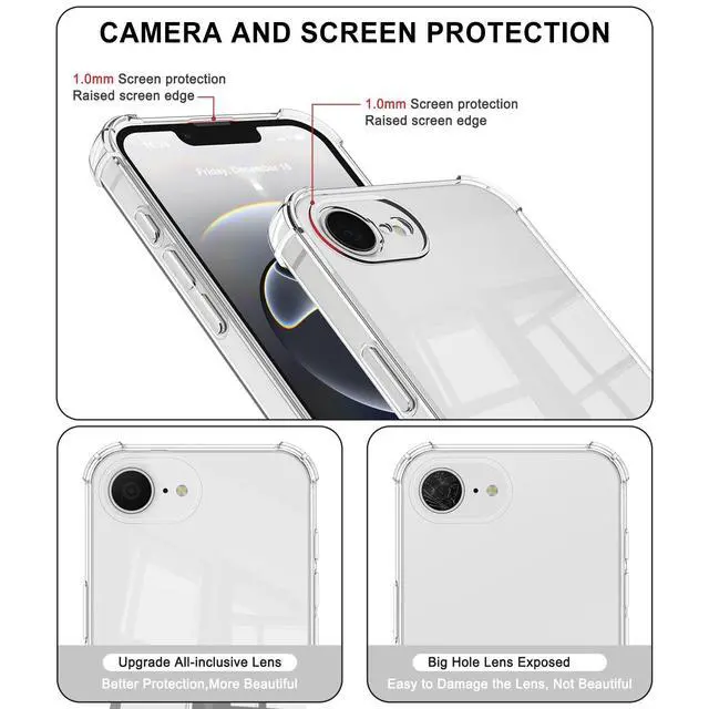 Alt view image 3 of 7 - for iPhone 16e / iPhone 17e Case, Soft Slim Clear Phone Cases Shockproof Protective Cover with Screen Protector Compatible with iPhone 16e / iPhone 17e 6.1"