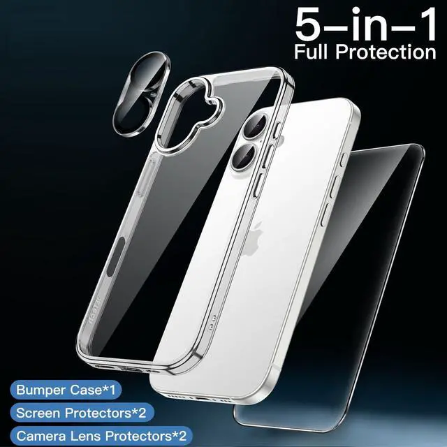 Alt view image 3 of 7 - 5 in 1 Case for iPhone 17, Anti-Yellowing, Clear