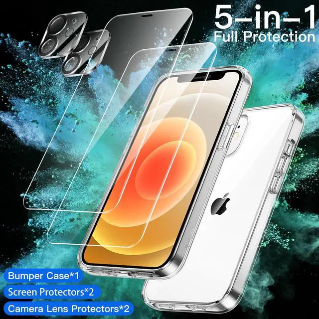 Alt view image 2 of 7 - 5 in 1 Case for iPhone 12, Anti-Yellowing, Clear