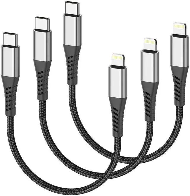 Main image of Short USB C to Lightning Cable 6 Inch, 3 Pack 0.5 Foot Short iPhone PD Fast Charging Braided Cord for iPhone 14 13 12 11 Pro Max Xs