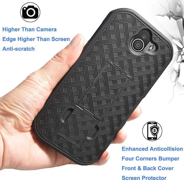 Alt view image 3 of 6 - for Kyocera DuraForce Pro 2 E6910 Stand Case Screen Protector-Black