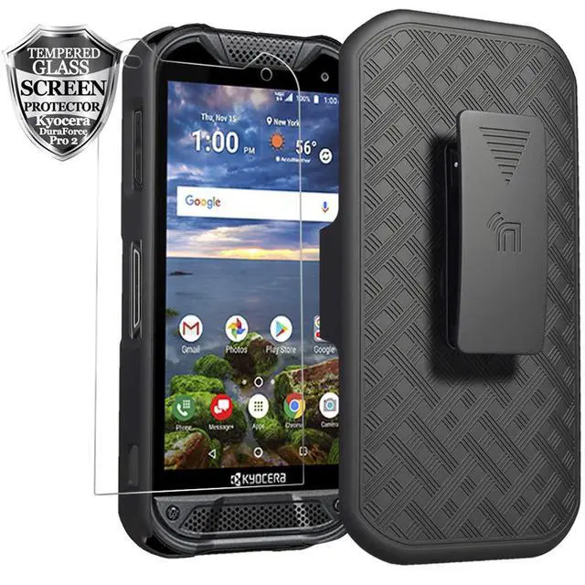 Alt view image 6 of 6 - for Kyocera DuraForce Pro 2 E6910 Stand Case Screen Protector-Black