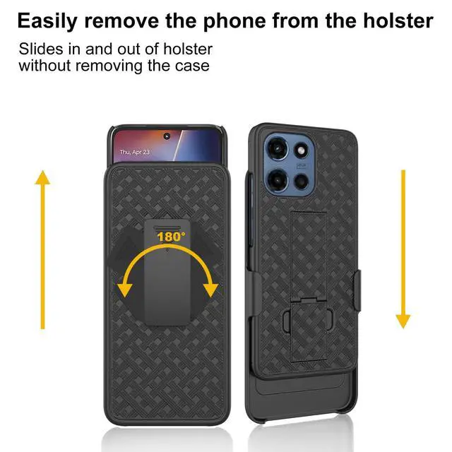 Alt view image 6 of 7 - for Motorola Moto G 2025 Stand Phone Case, Screen Protector-Black