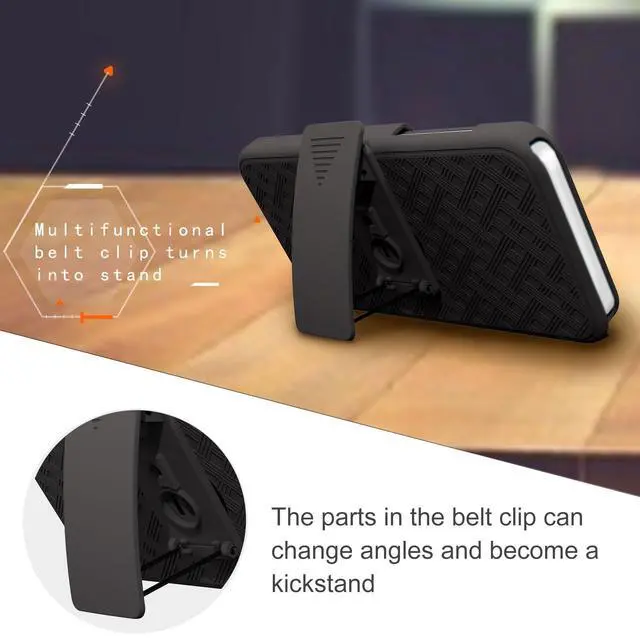 Alt view image 5 of 7 - for iPhone 15 Stand Case, Belt Clip Holster Screen Protector-Black